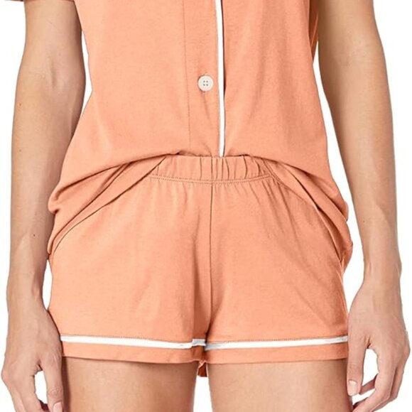 COSABELLA Bella Short Sleeve Top + Boxer Pajama Set in Copper Moon and Ivory 3X - Picture 3 of 7